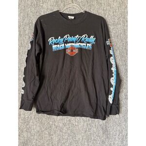 Rocky Point Rally Beach Motorcycles Long Sleeve Shirt Black Mens Medium 2023